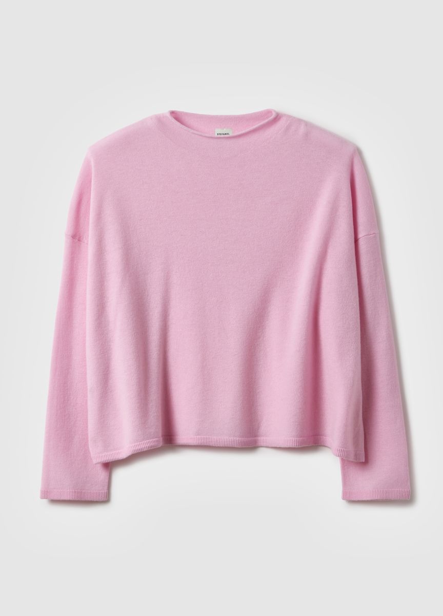 Kurzärmeliges Stricktop mit Stehkragen