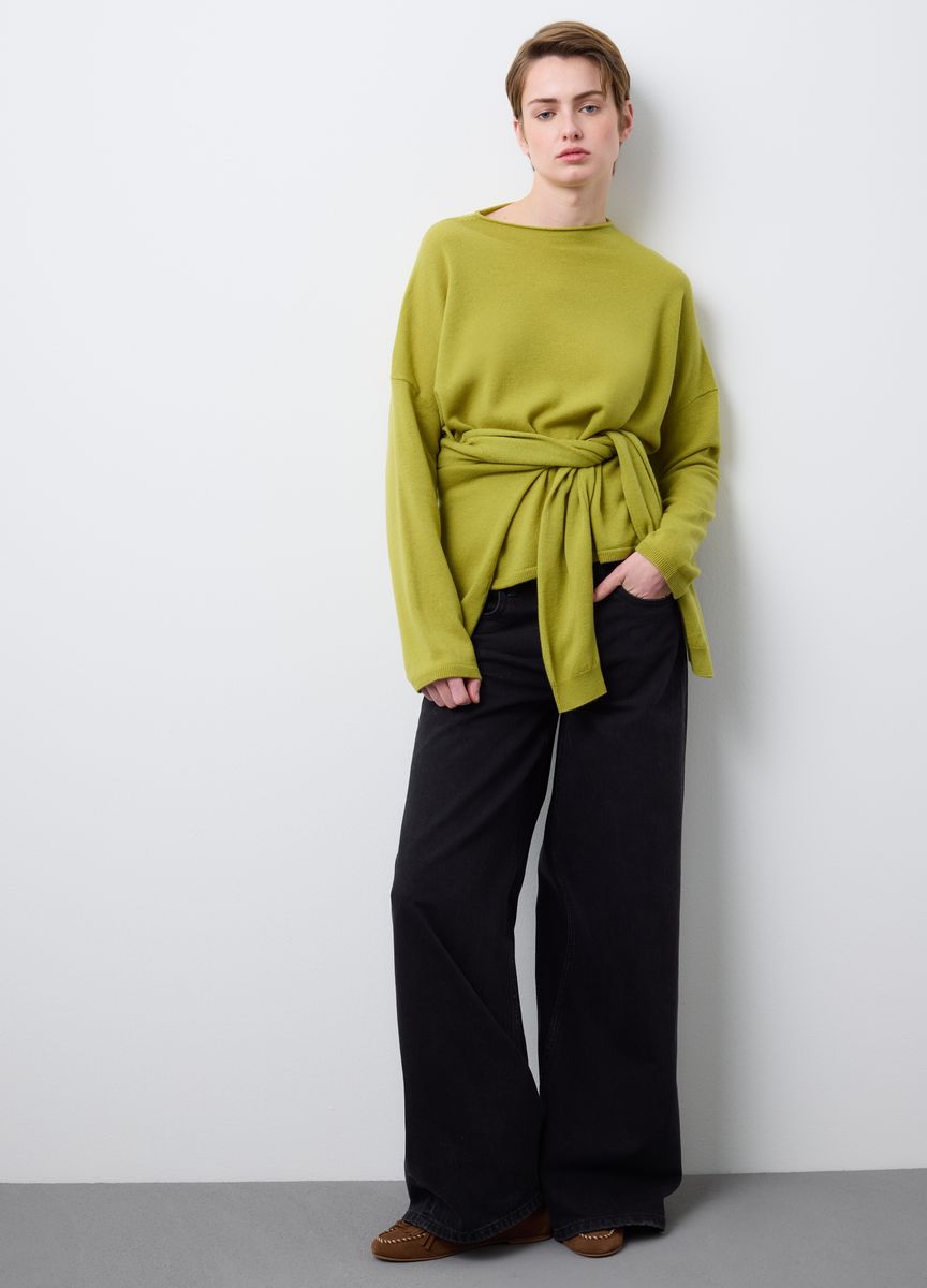 Kurzärmeliges Stricktop mit Stehkragen