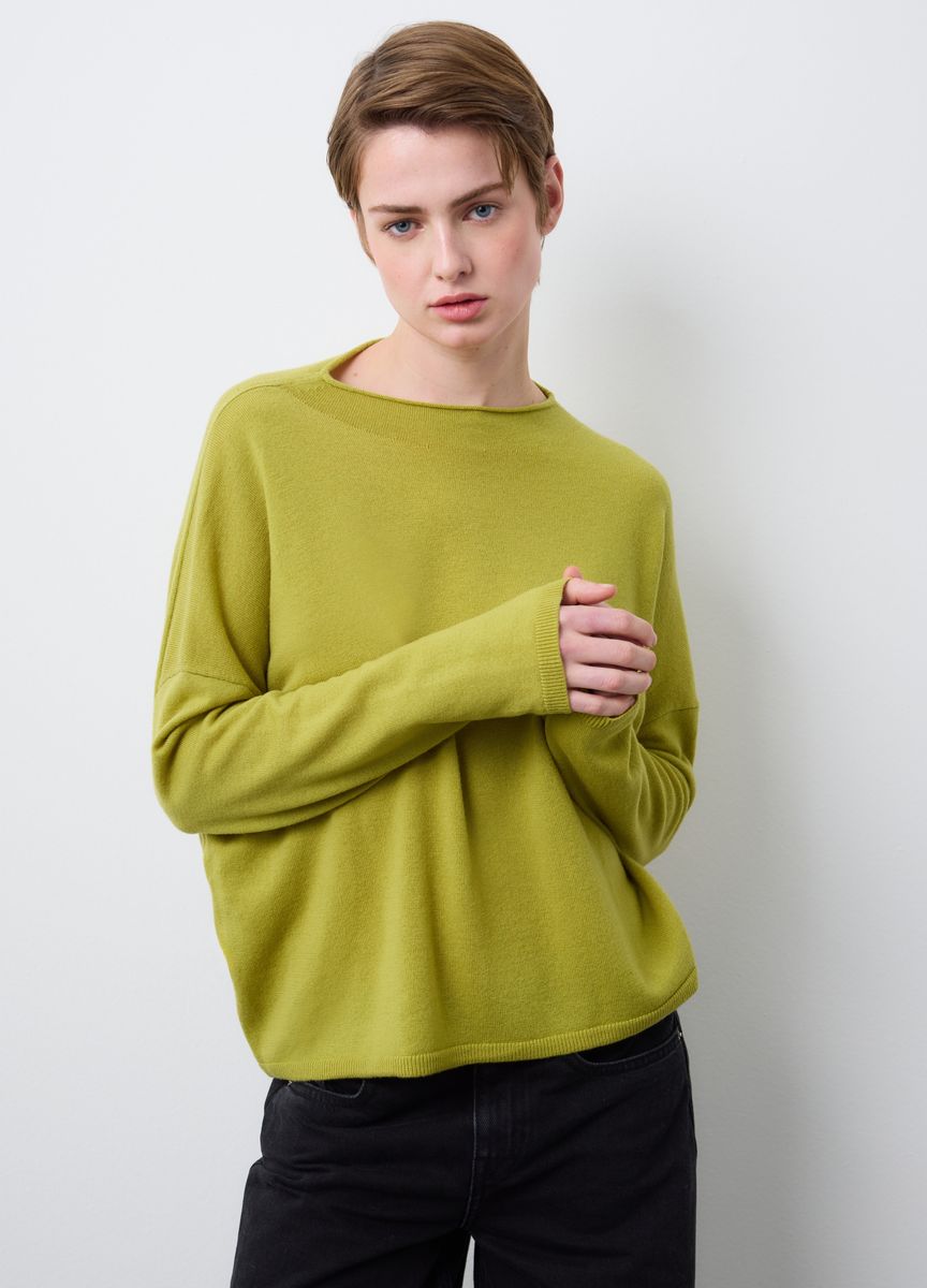 Kurzärmeliges Stricktop mit Stehkragen