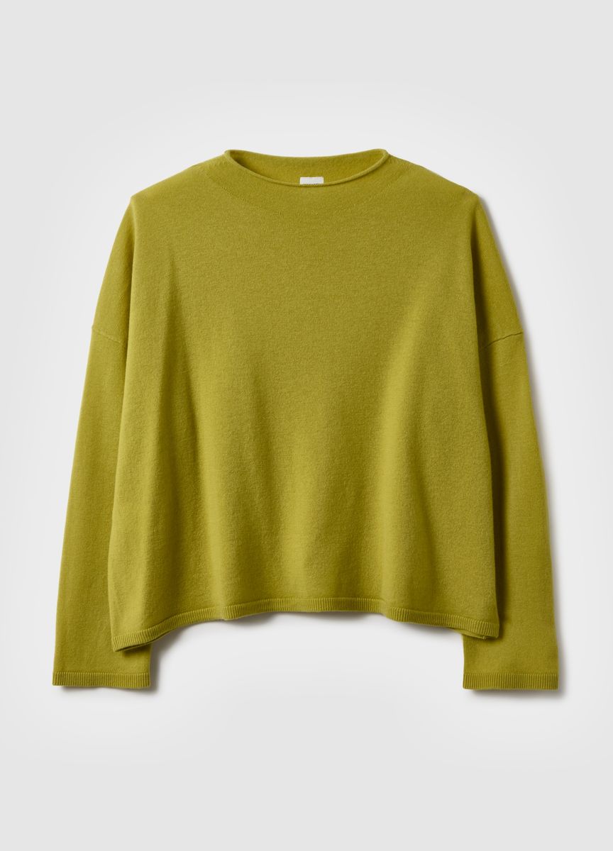 Kurzärmeliges Stricktop mit Stehkragen
