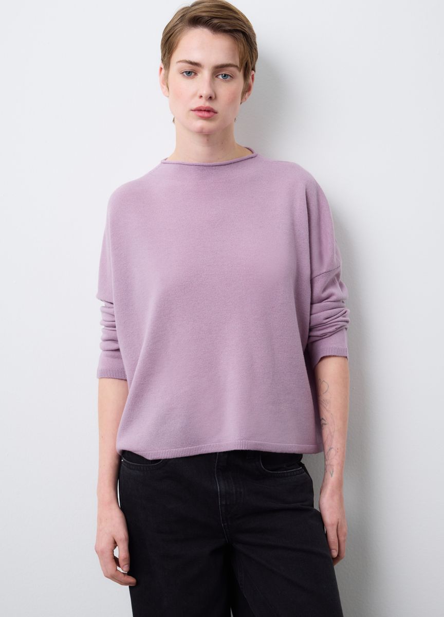 Kurzärmeliges Stricktop mit Stehkragen