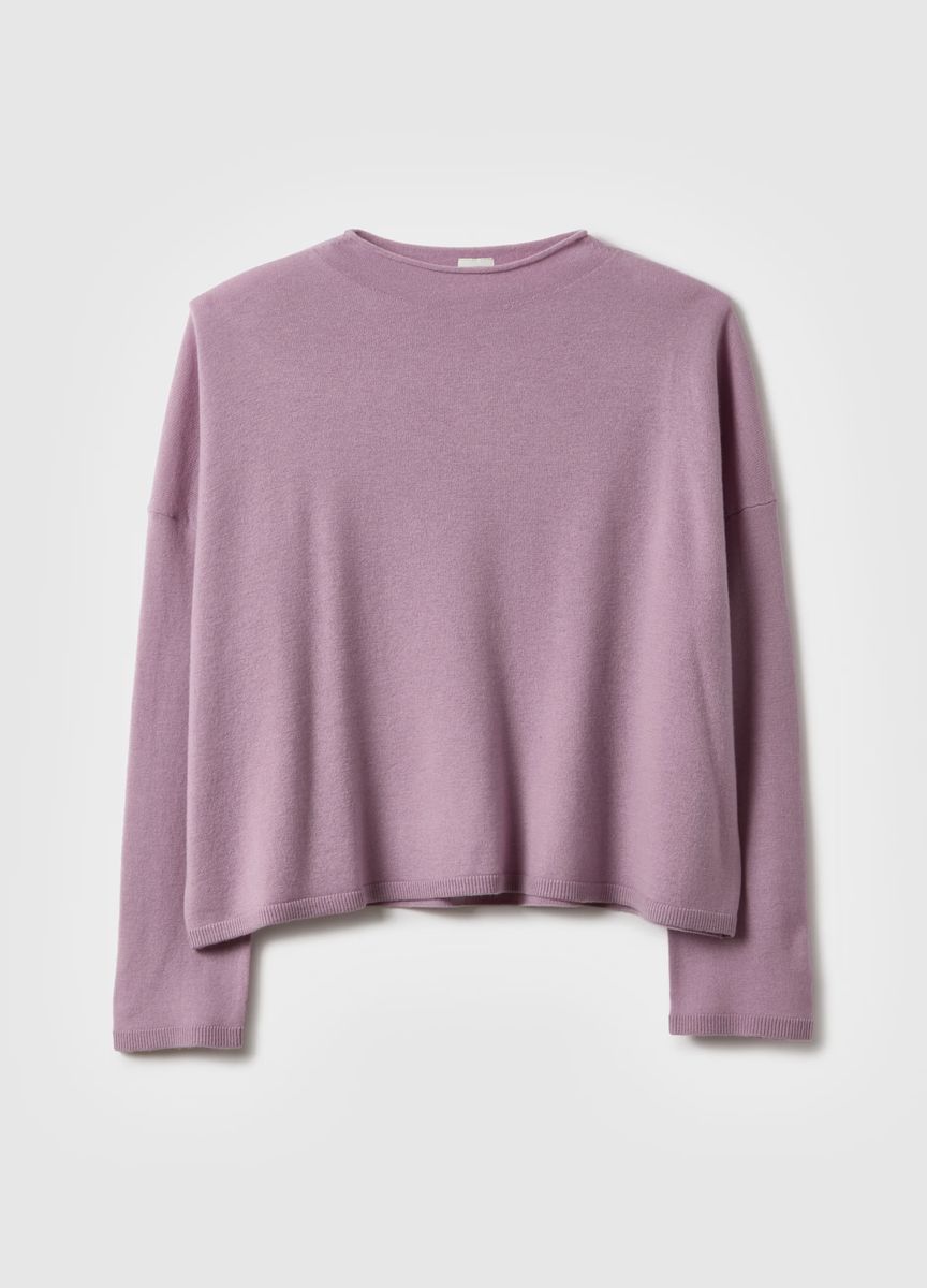 Kurzärmeliges Stricktop mit Stehkragen