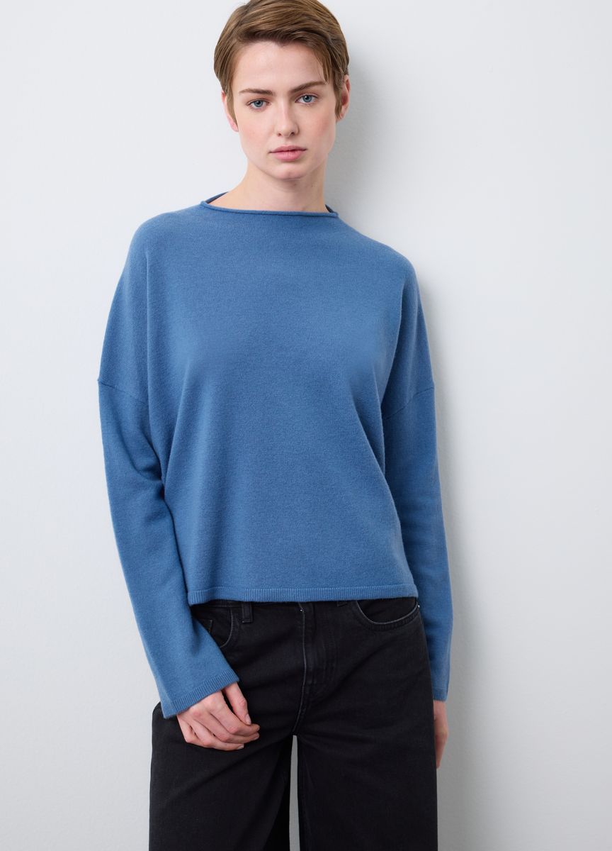 Kurzärmeliges Stricktop mit Stehkragen