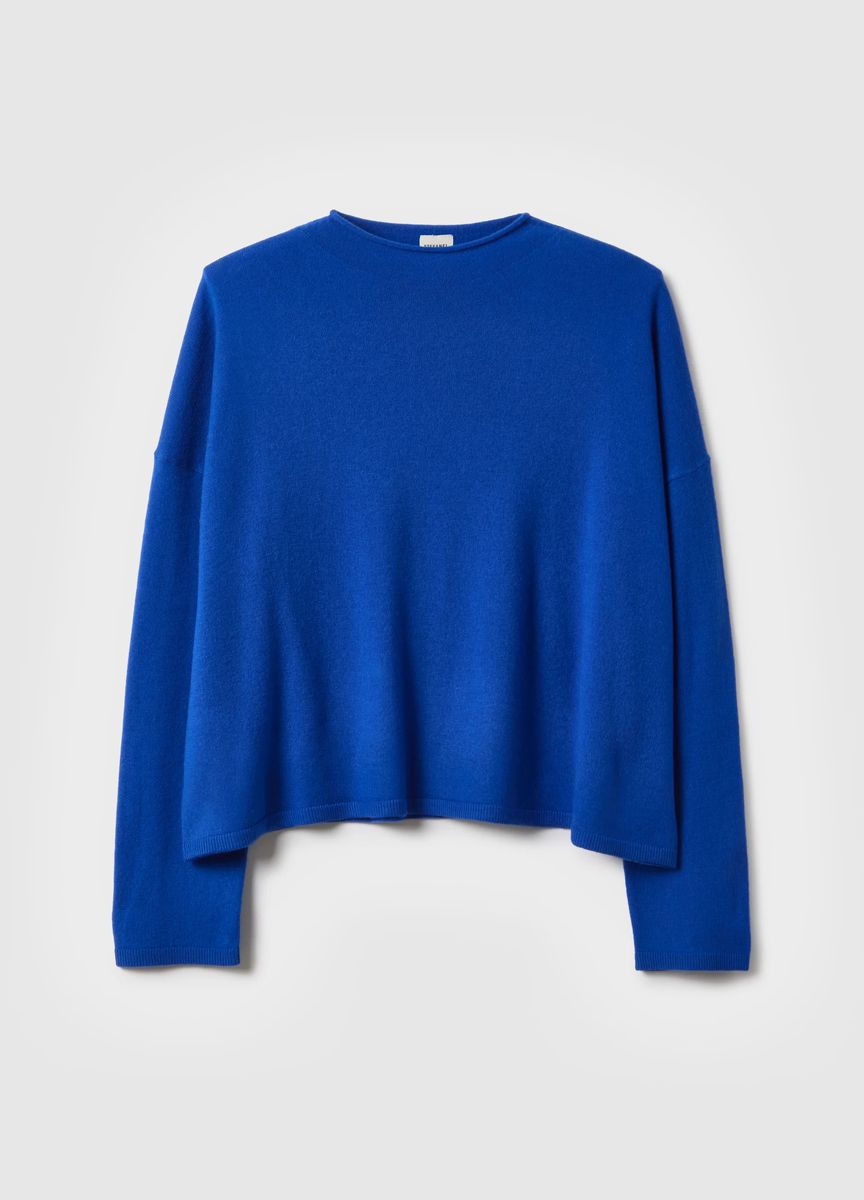 Kurzärmeliges Stricktop mit Stehkragen