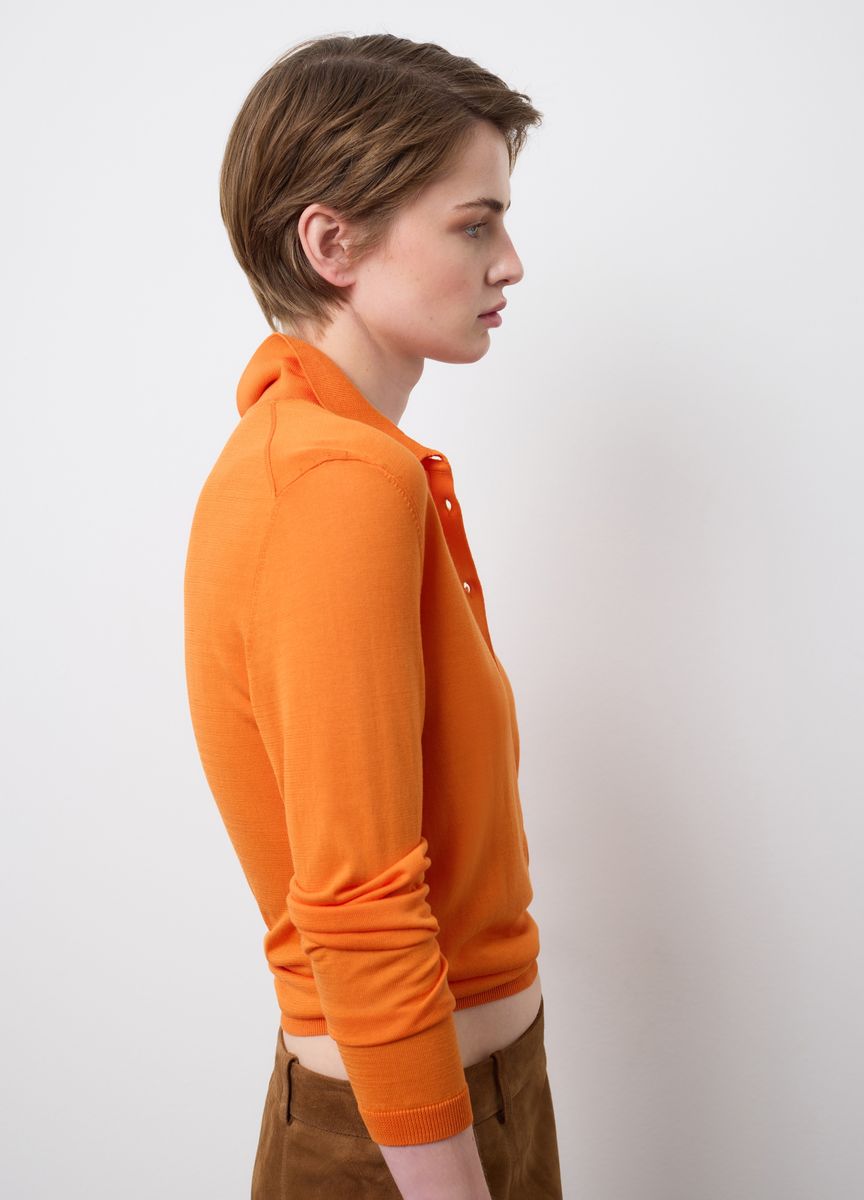 Kurzärmeliges Stricktop mit Stehkragen