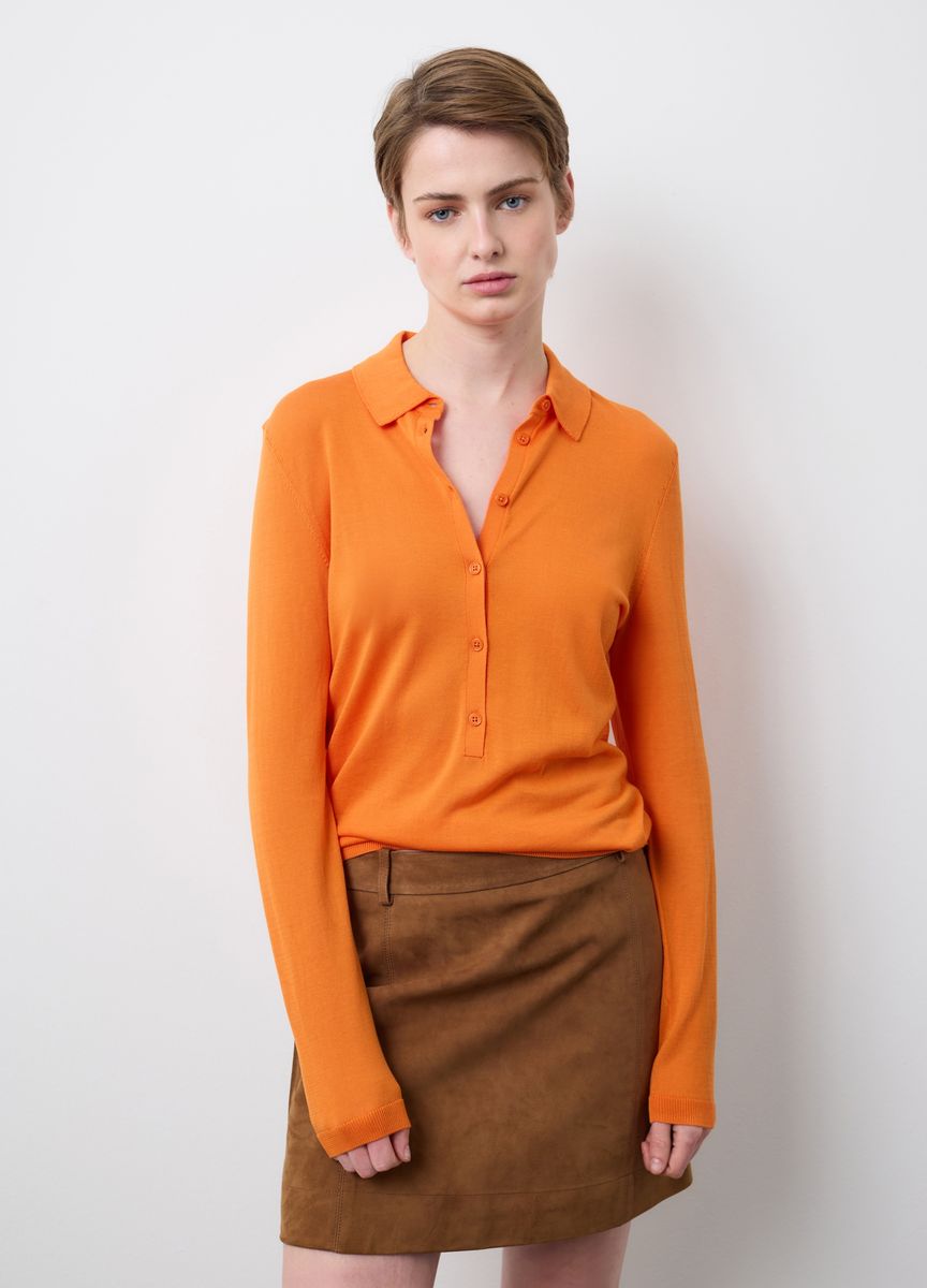 Kurzärmeliges Stricktop mit Stehkragen