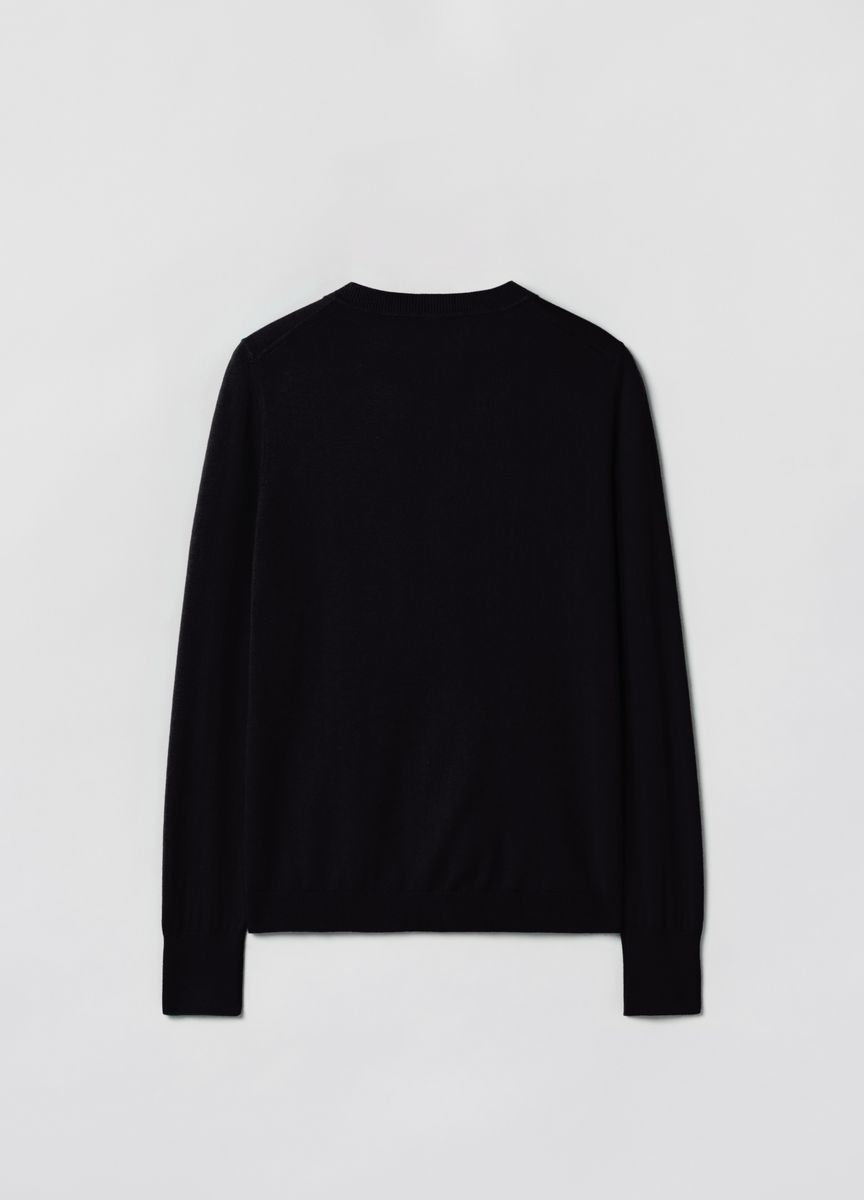 Feinripp-Strickpullover mit Stehkragen
