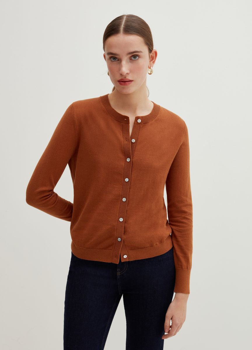 Feinripp-Strickpullover mit Stehkragen