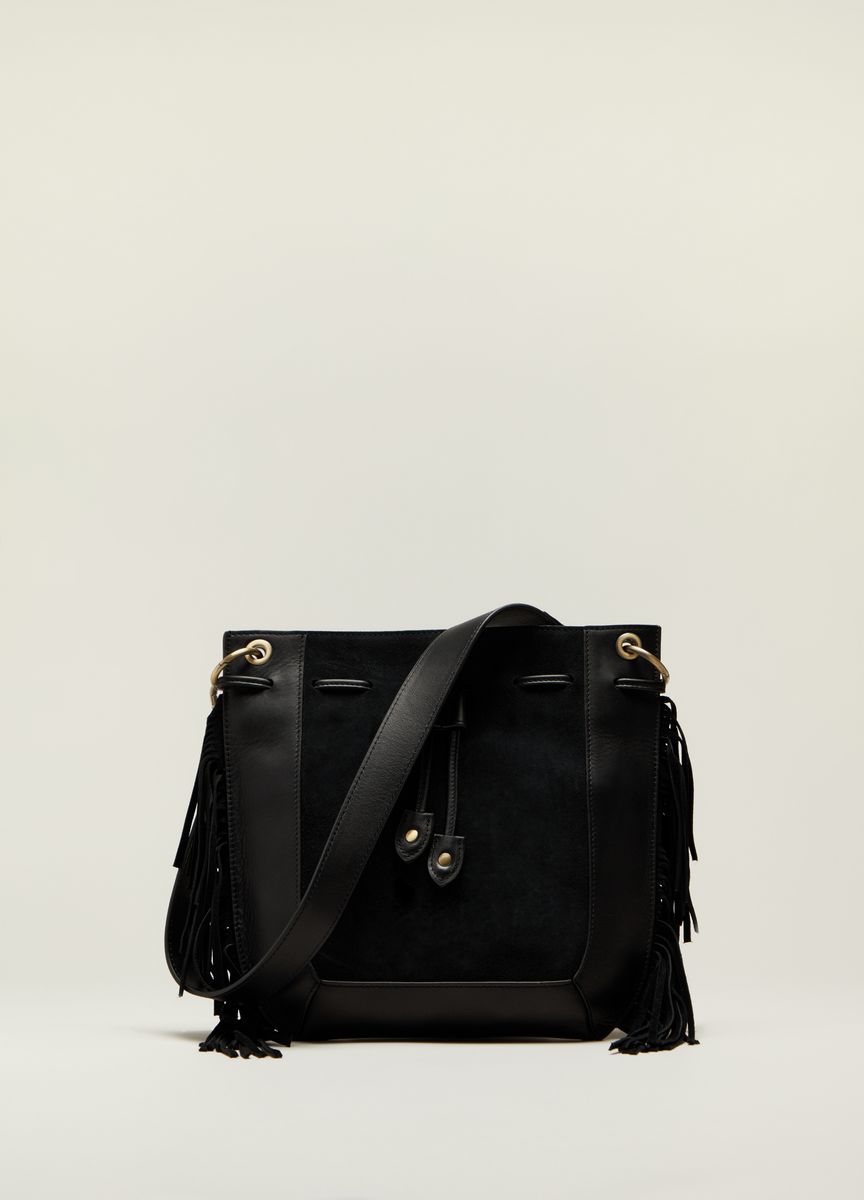 Beuteltasche aus Wildleder mit Fransen