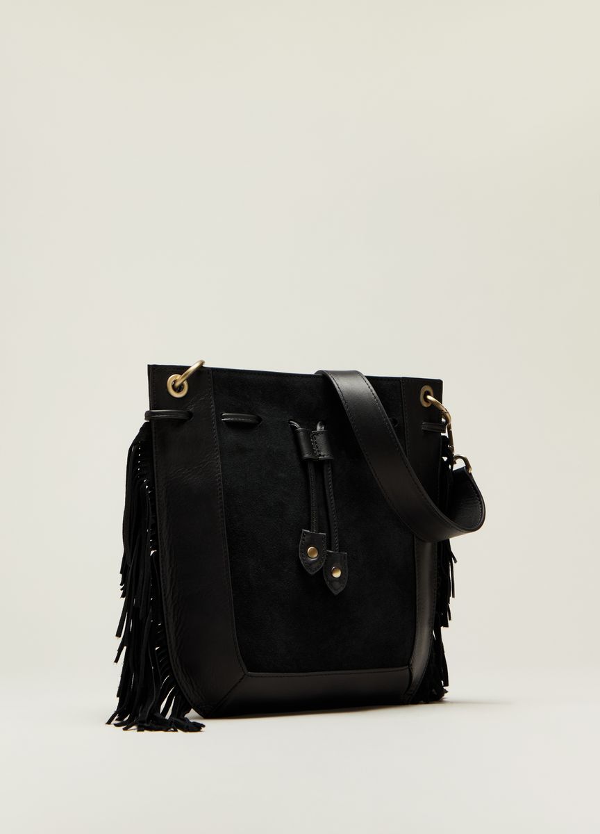 Beuteltasche aus Wildleder mit Fransen