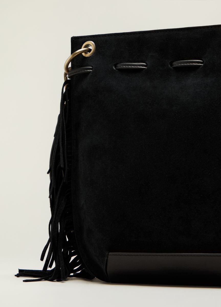 Beuteltasche aus Wildleder mit Fransen