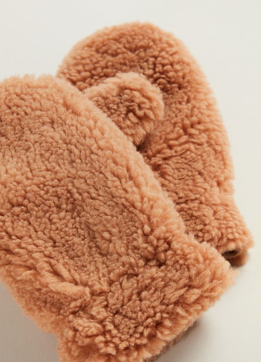 Flauschige Teddy-Fäustlinge mit Band