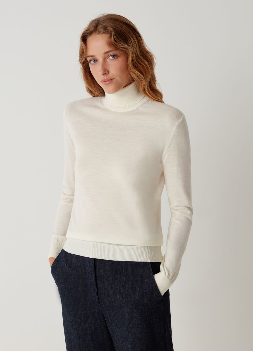Klassischer Feinstrick-Rollkragenpullover
