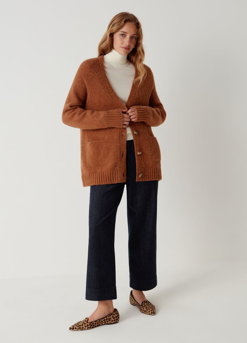 Oversize-Cardigan mit aufgesetzten Taschen