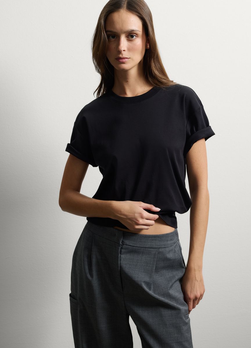 Essentielles Baumwoll-T-Shirt mit Rundhals