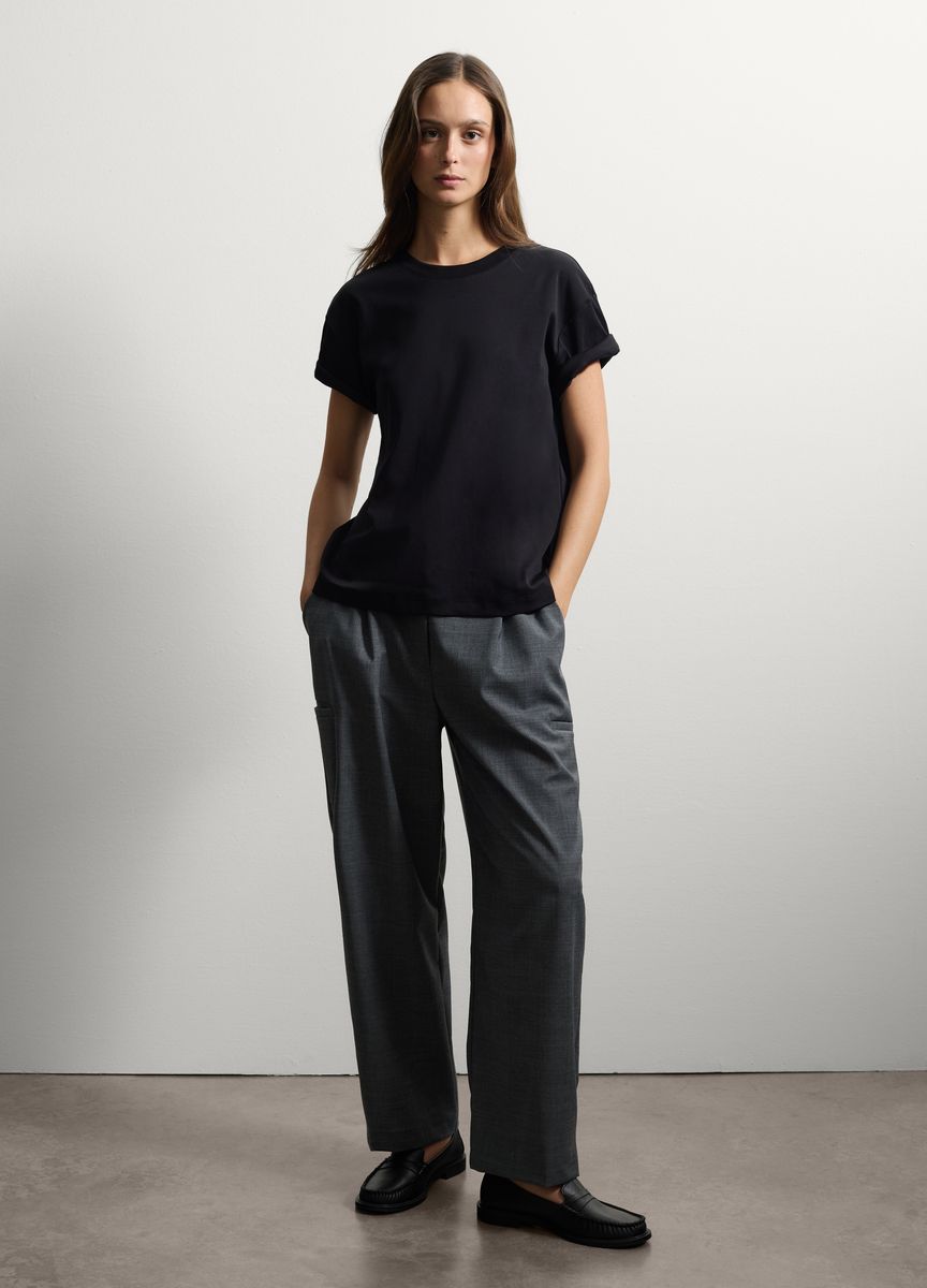 Essentielles Baumwoll-T-Shirt mit Rundhals
