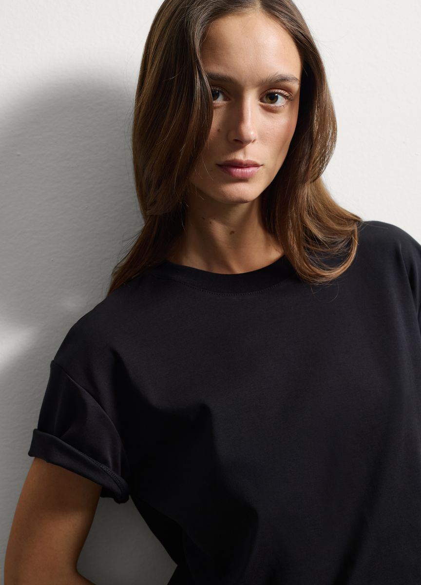 Essentielles Baumwoll-T-Shirt mit Rundhals