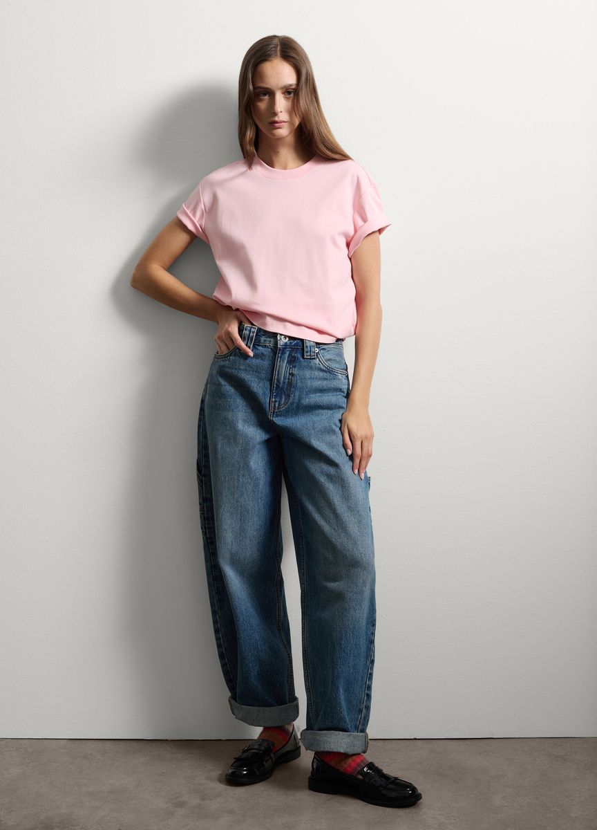 Essentielles Baumwoll-T-Shirt mit Rundhals
