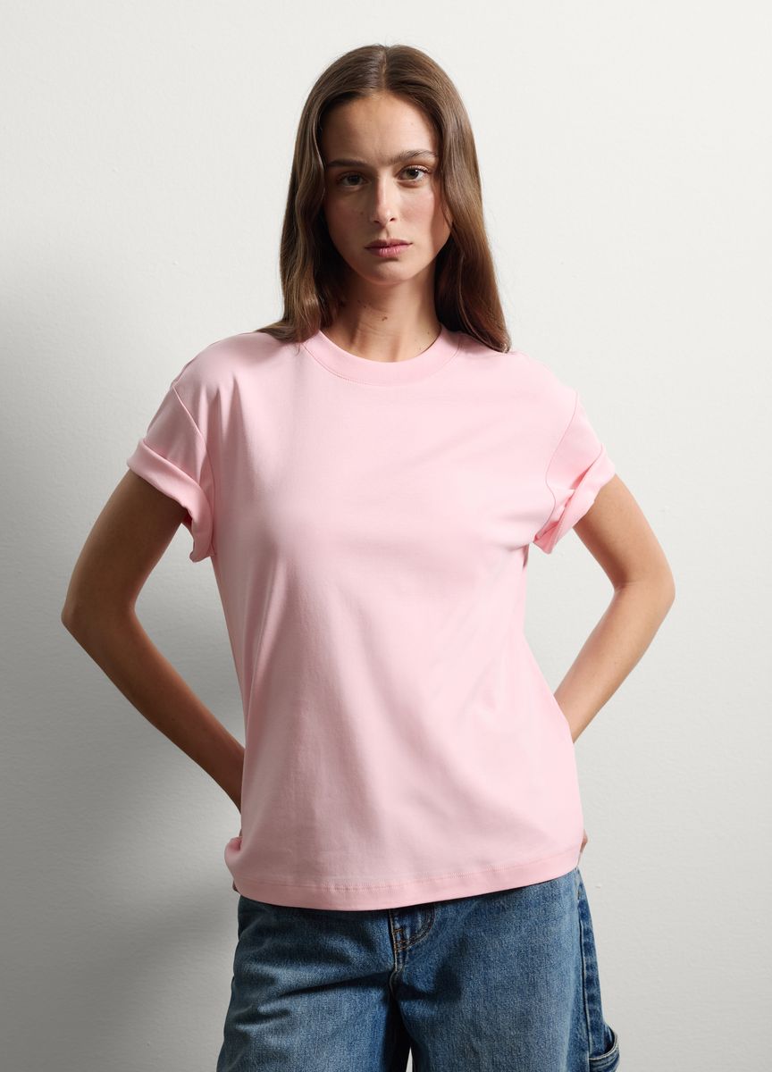 Essentielles Baumwoll-T-Shirt mit Rundhals