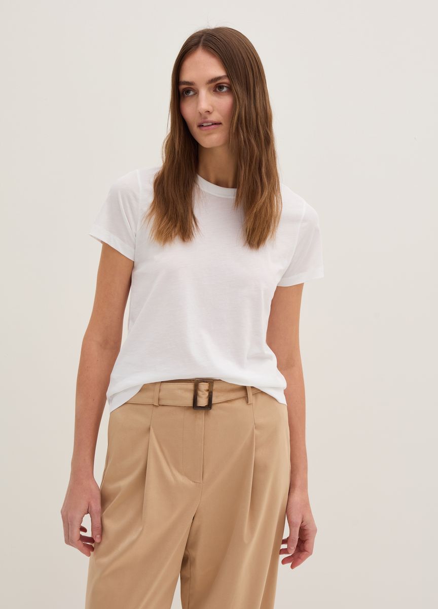 Essentielles Baumwoll-T-Shirt mit Rundhals