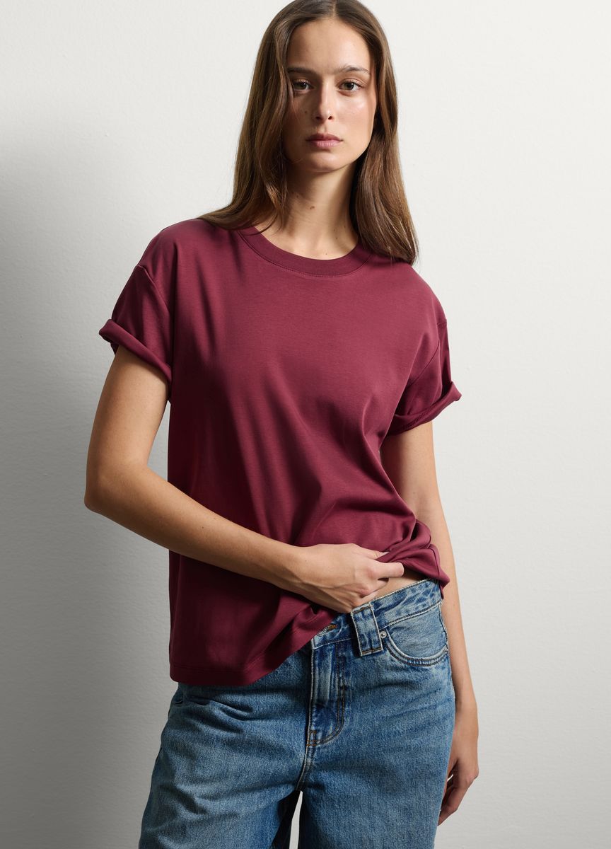 Essentielles Baumwoll-T-Shirt mit Rundhals