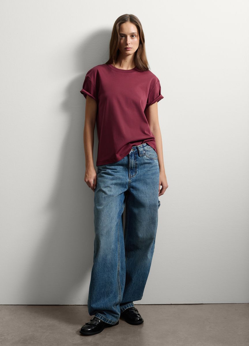 Essentielles Baumwoll-T-Shirt mit Rundhals