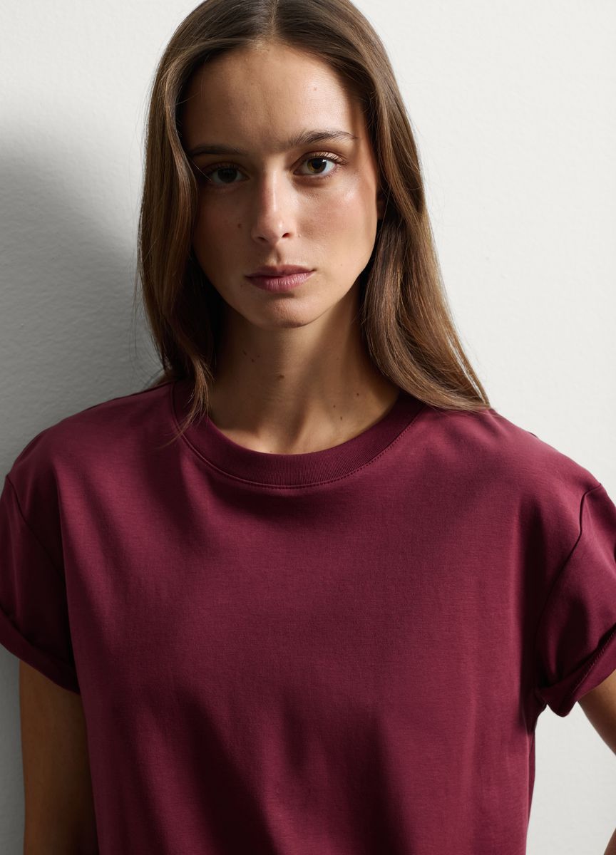 Essentielles Baumwoll-T-Shirt mit Rundhals