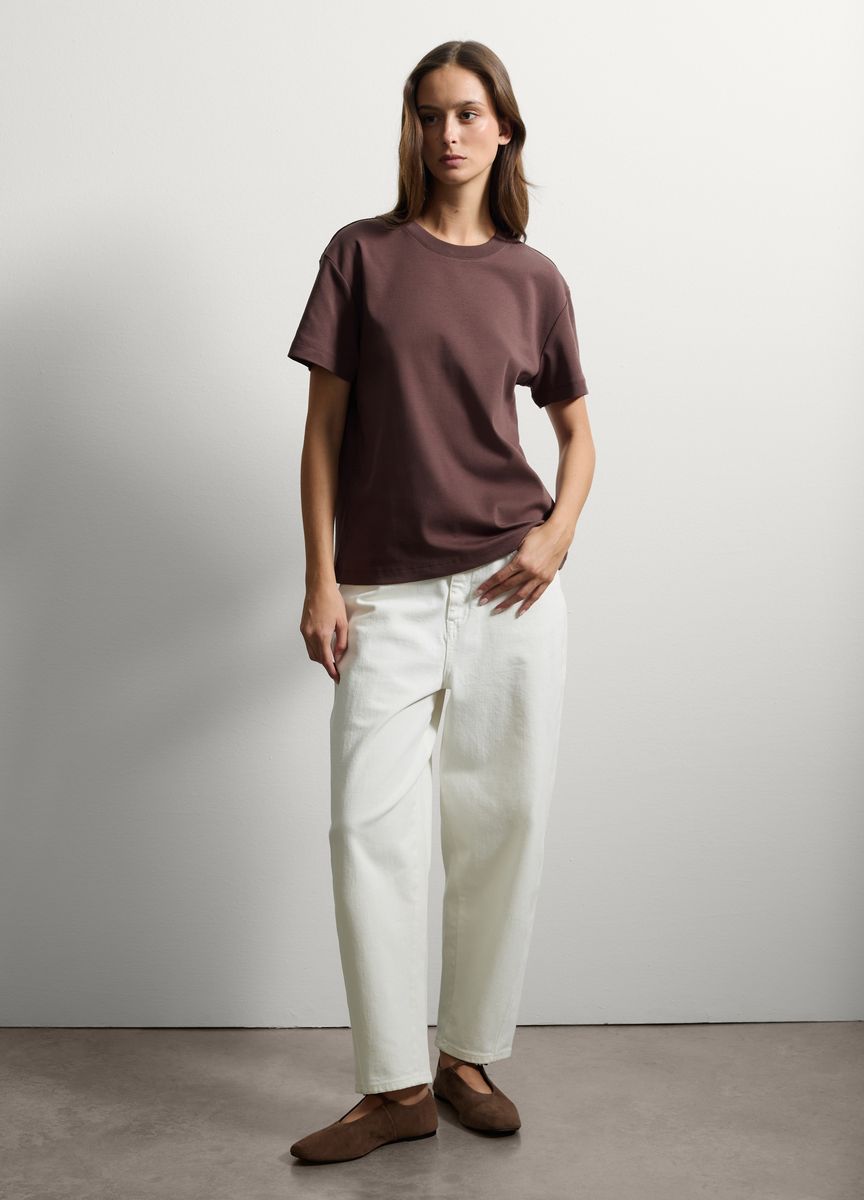 Essentielles Baumwoll-T-Shirt mit Rundhals