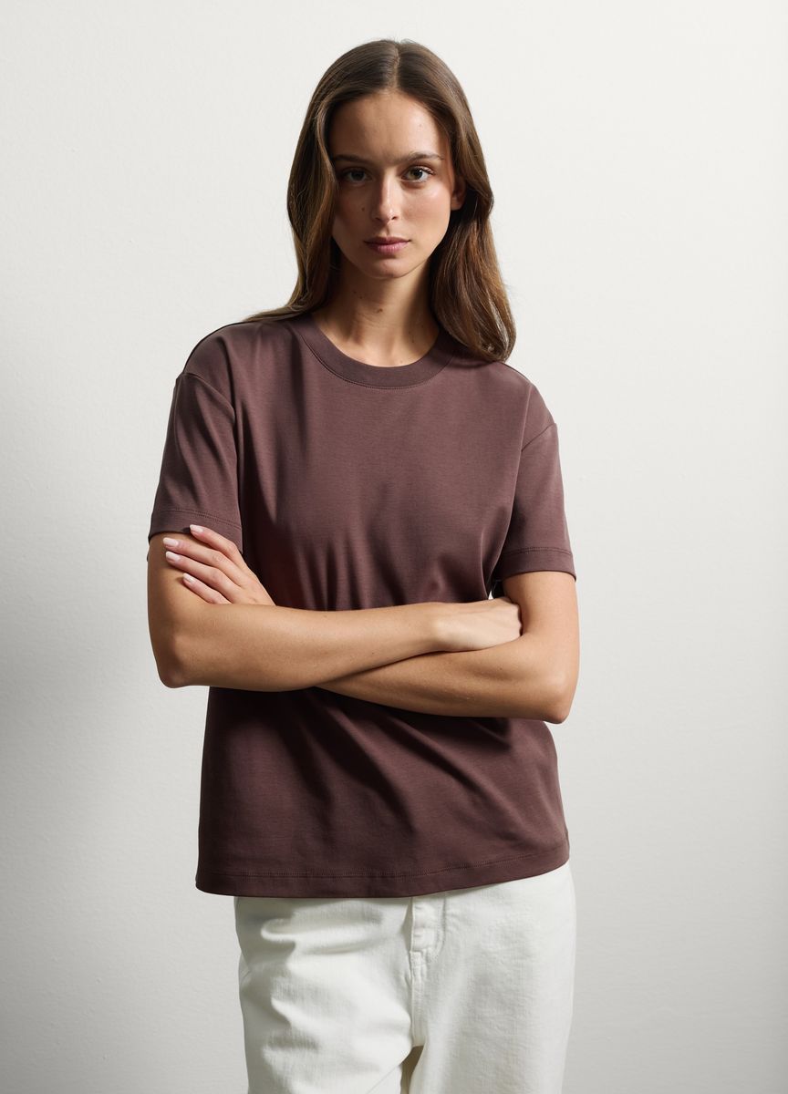 Essentielles Baumwoll-T-Shirt mit Rundhals