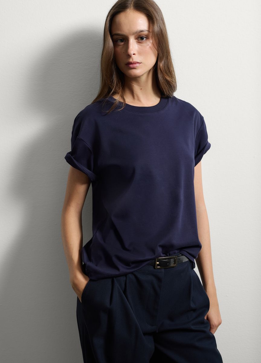 Essentielles Baumwoll-T-Shirt mit Rundhals