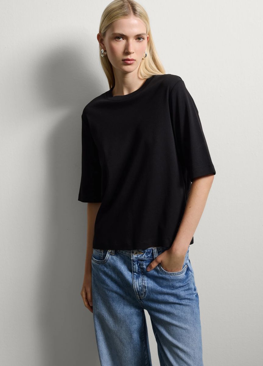 Essentielles Baumwoll-T-Shirt mit Rundhals