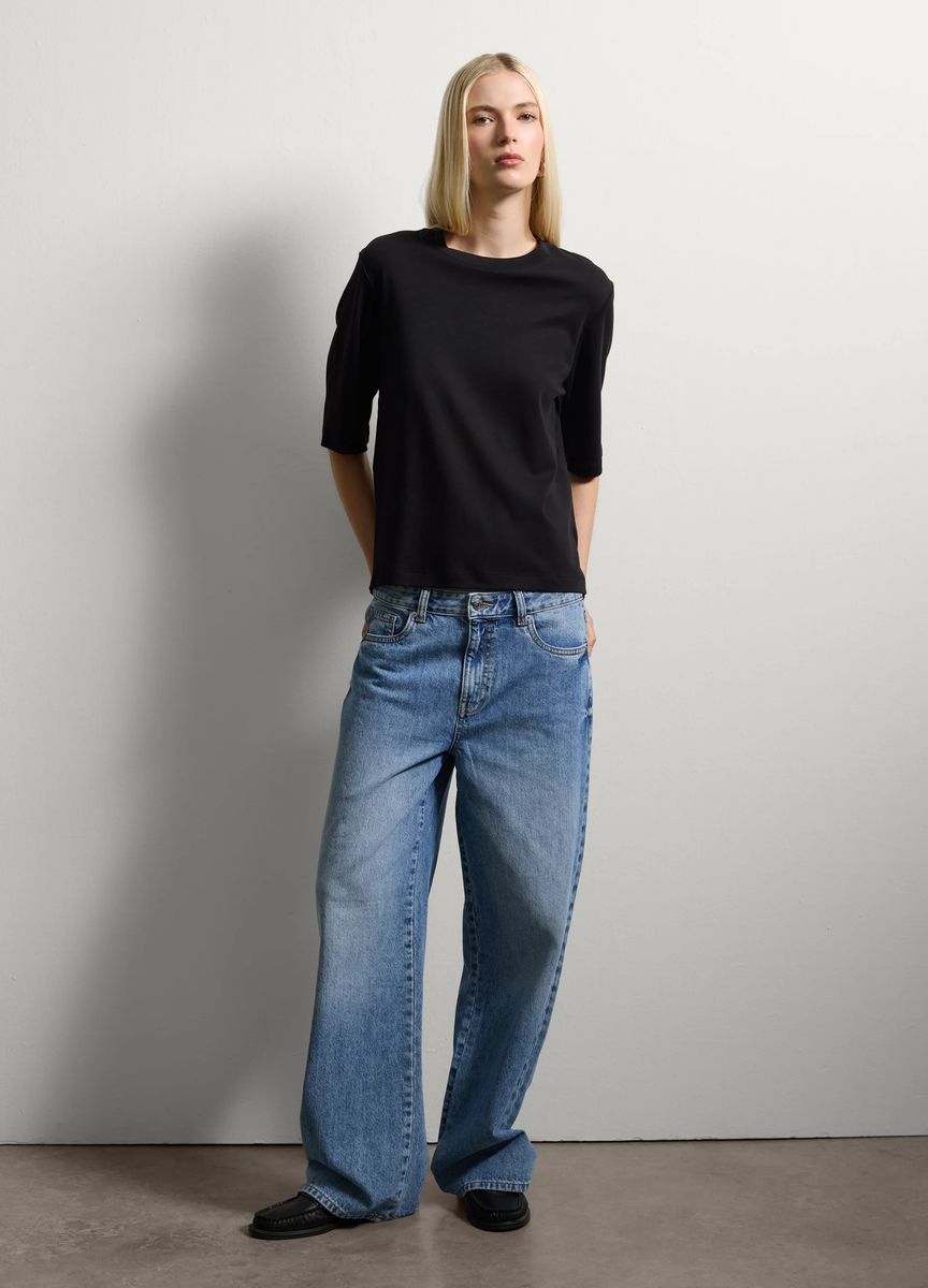 Essentielles Baumwoll-T-Shirt mit Rundhals