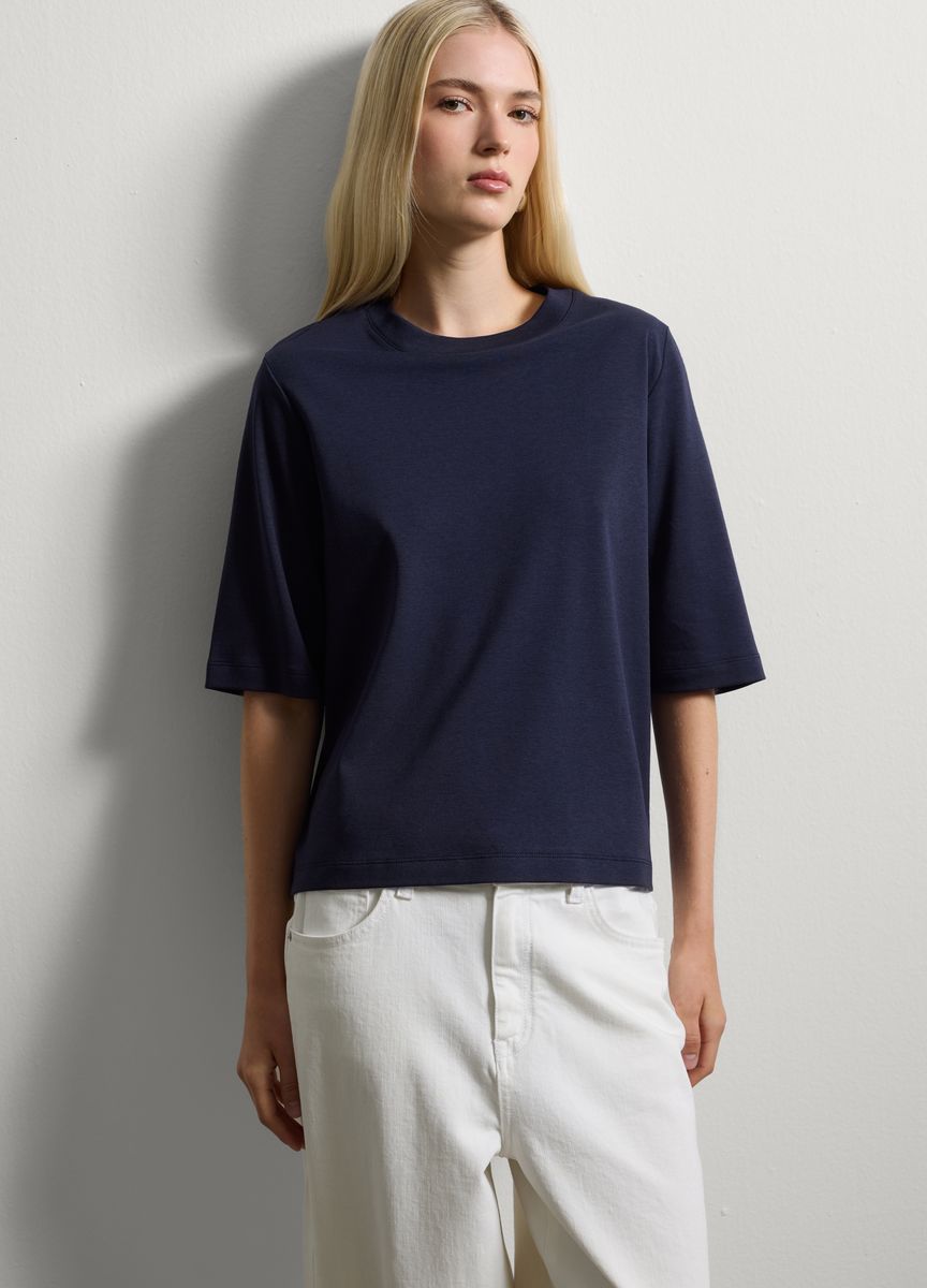 Essentielles Baumwoll-T-Shirt mit Rundhals