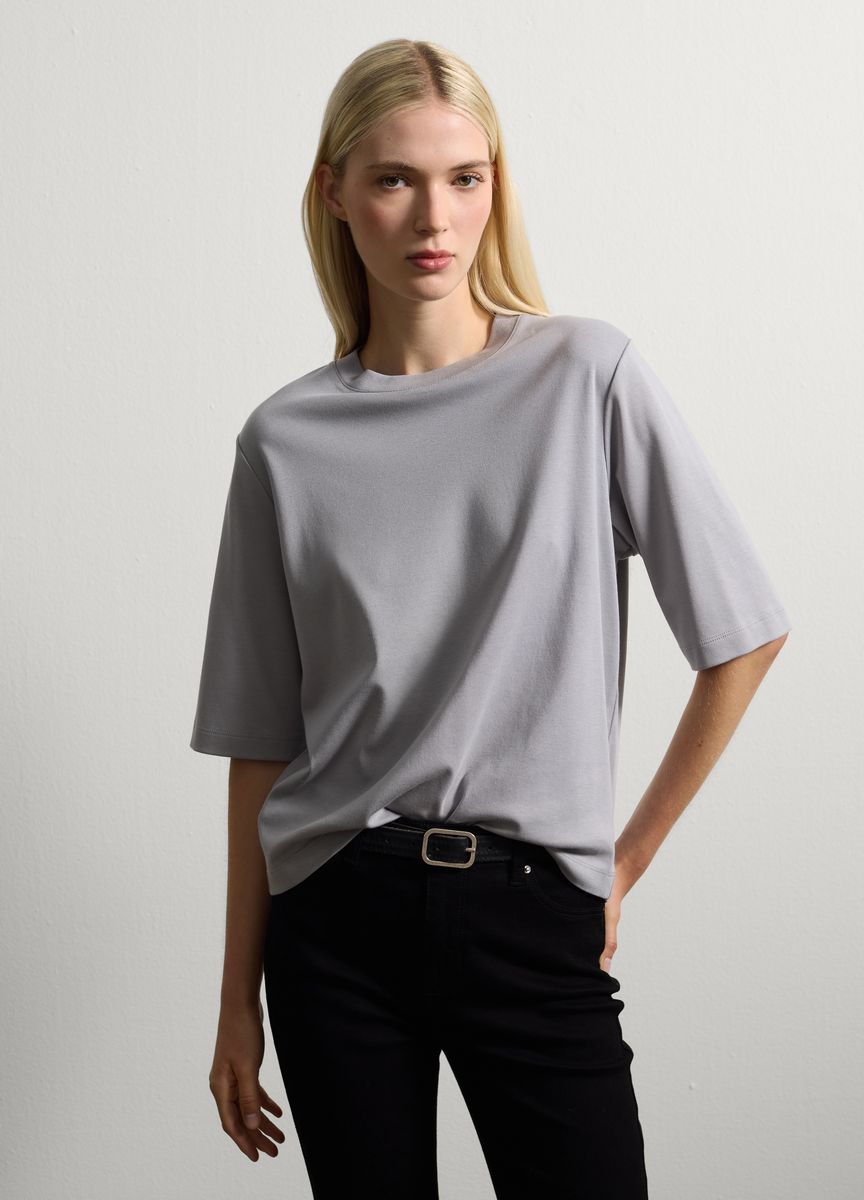 Essentielles Baumwoll-T-Shirt mit Rundhals