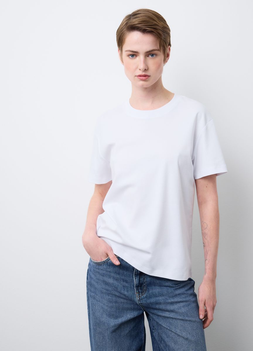Essentielles Baumwoll-T-Shirt mit Rundhals
