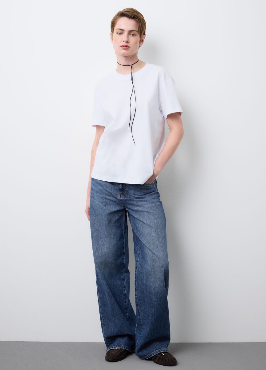 Essentielles Baumwoll-T-Shirt mit Rundhals