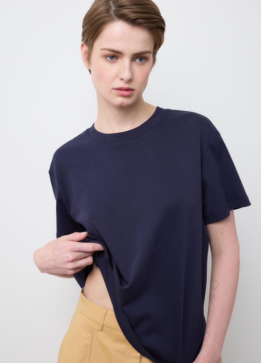 Essentielles Baumwoll-T-Shirt mit Rundhals