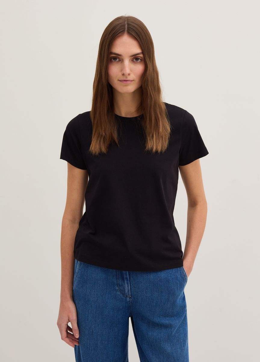 Essentielles Baumwoll-T-Shirt mit Rundhals