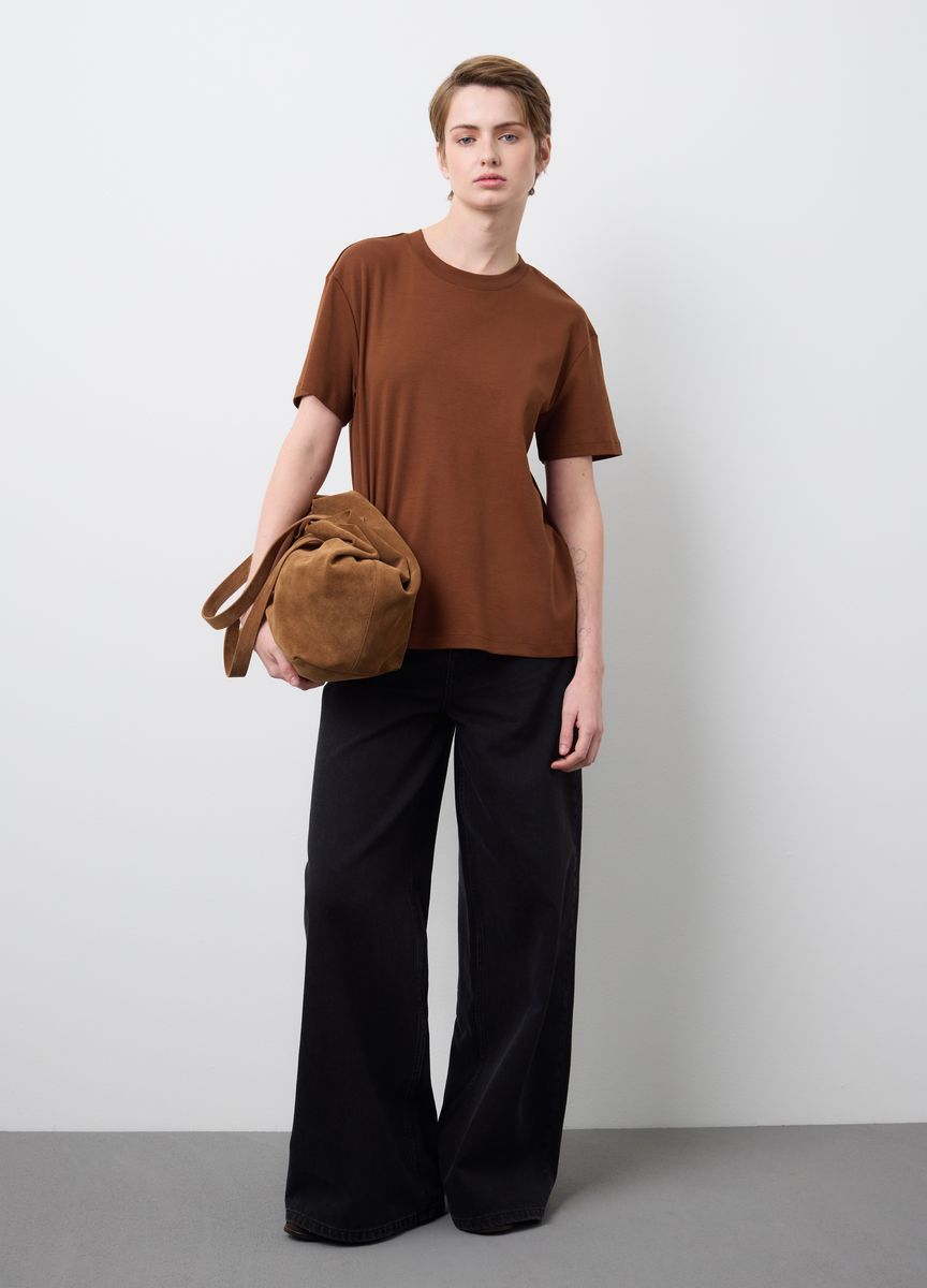 Essentielles Baumwoll-T-Shirt mit Rundhals