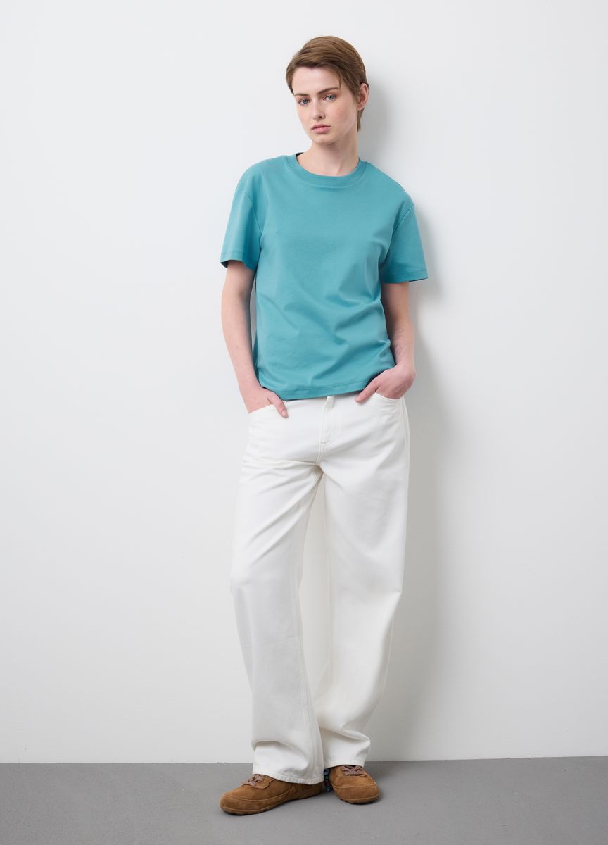 Essentielles Baumwoll-T-Shirt mit Rundhals