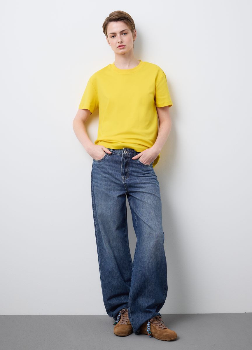Essentielles Baumwoll-T-Shirt mit Rundhals
