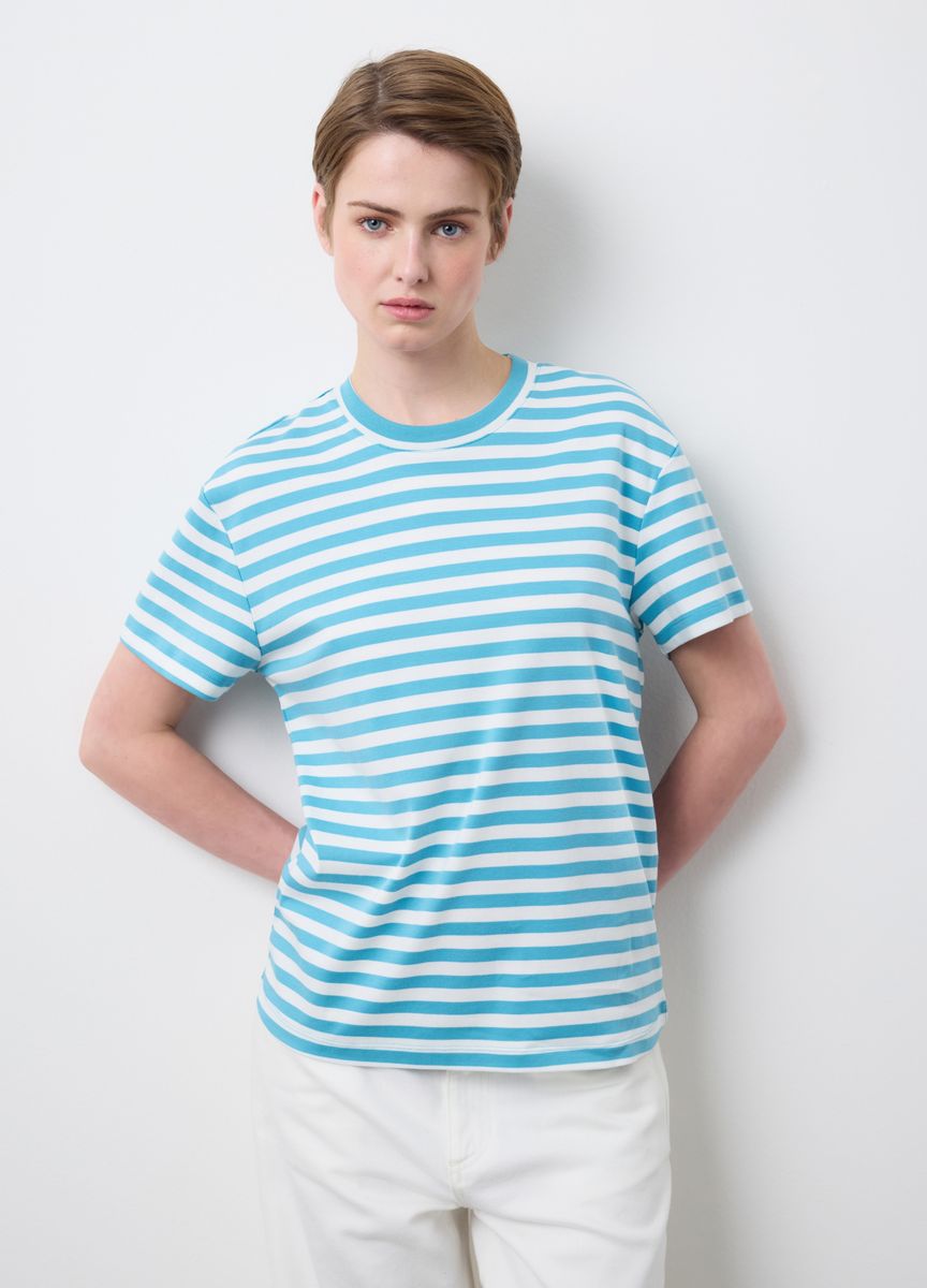 Essentielles Baumwoll-T-Shirt mit Rundhals