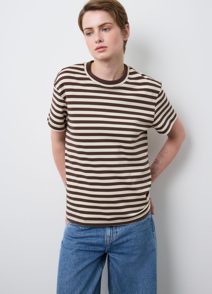 Essentielles Baumwoll-T-Shirt mit Rundhals