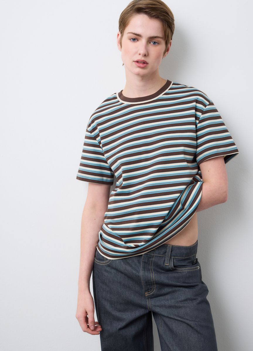 Essentielles Baumwoll-T-Shirt mit Rundhals