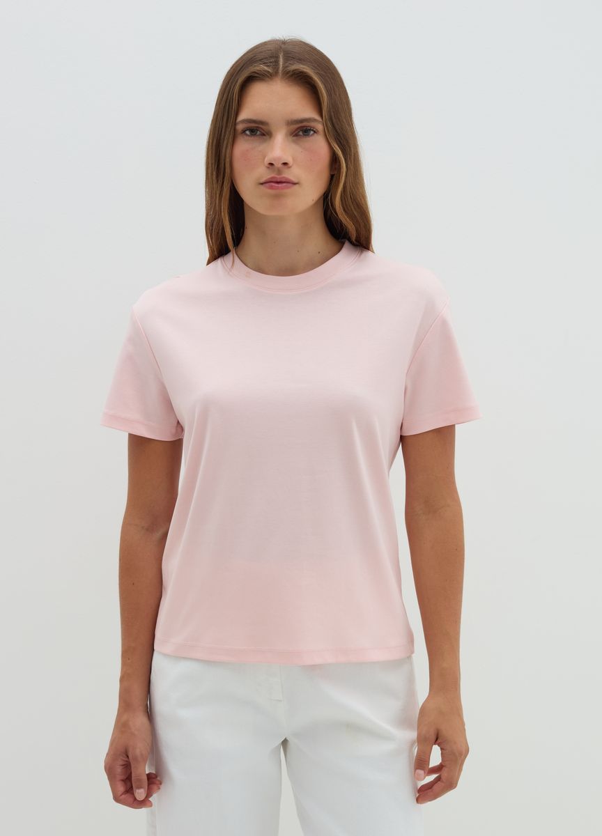 Essentielles Baumwoll-T-Shirt mit Rundhals