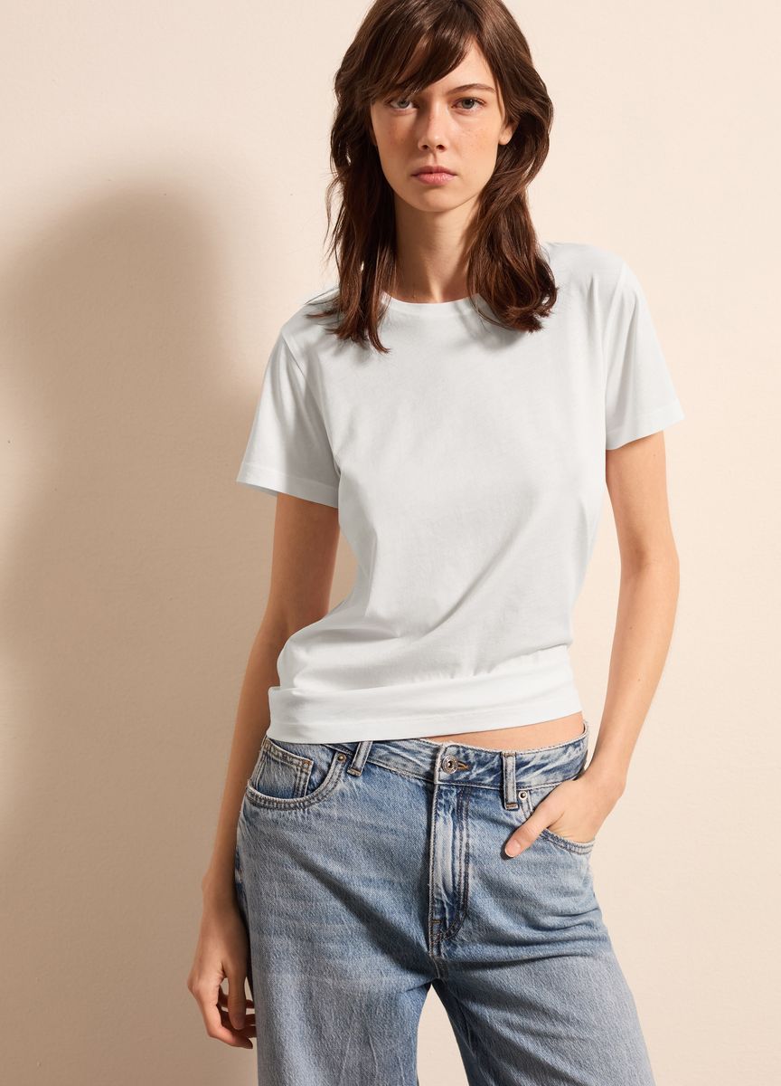 Essentielles Baumwoll-T-Shirt mit Rundhals