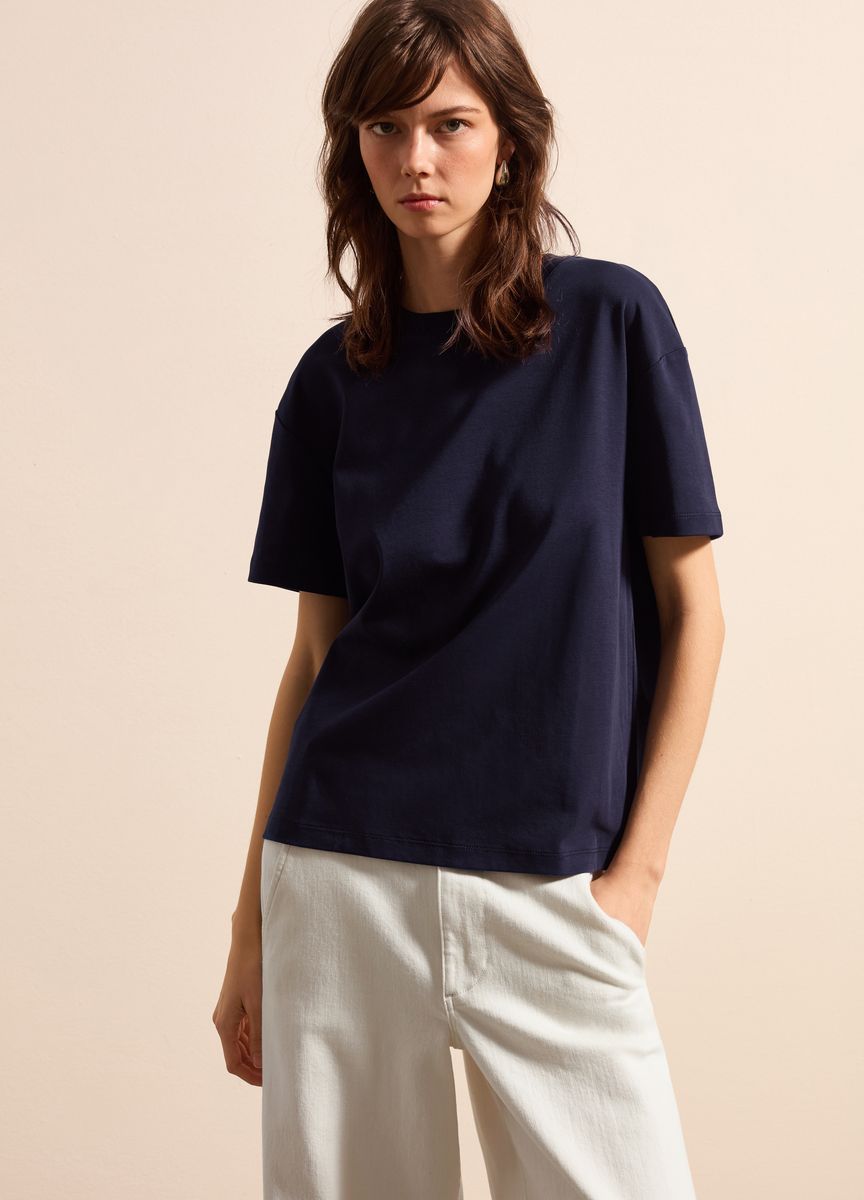 Essentielles Baumwoll-T-Shirt mit Rundhals