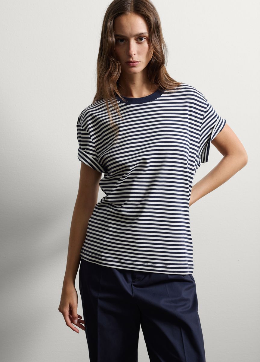 Essentielles Baumwoll-T-Shirt mit Rundhals