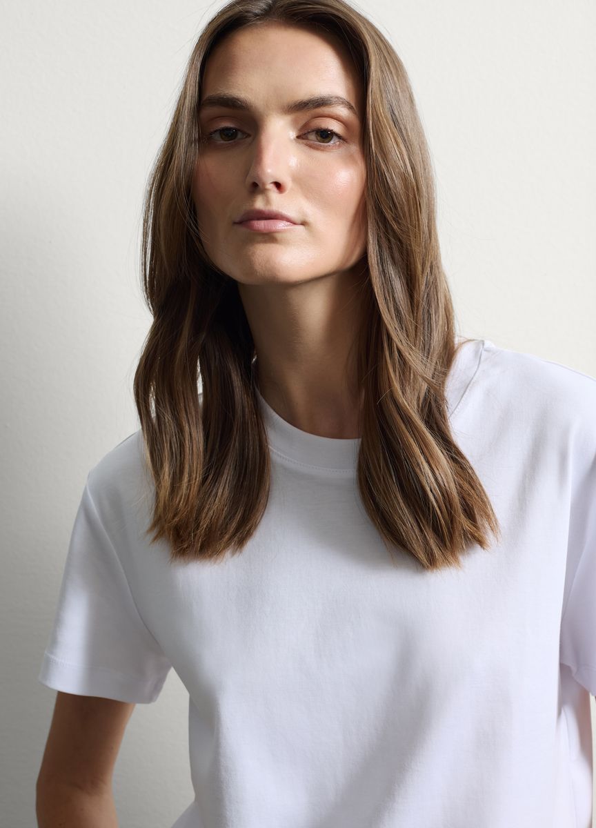 Essentielles Baumwoll-T-Shirt mit Rundhals