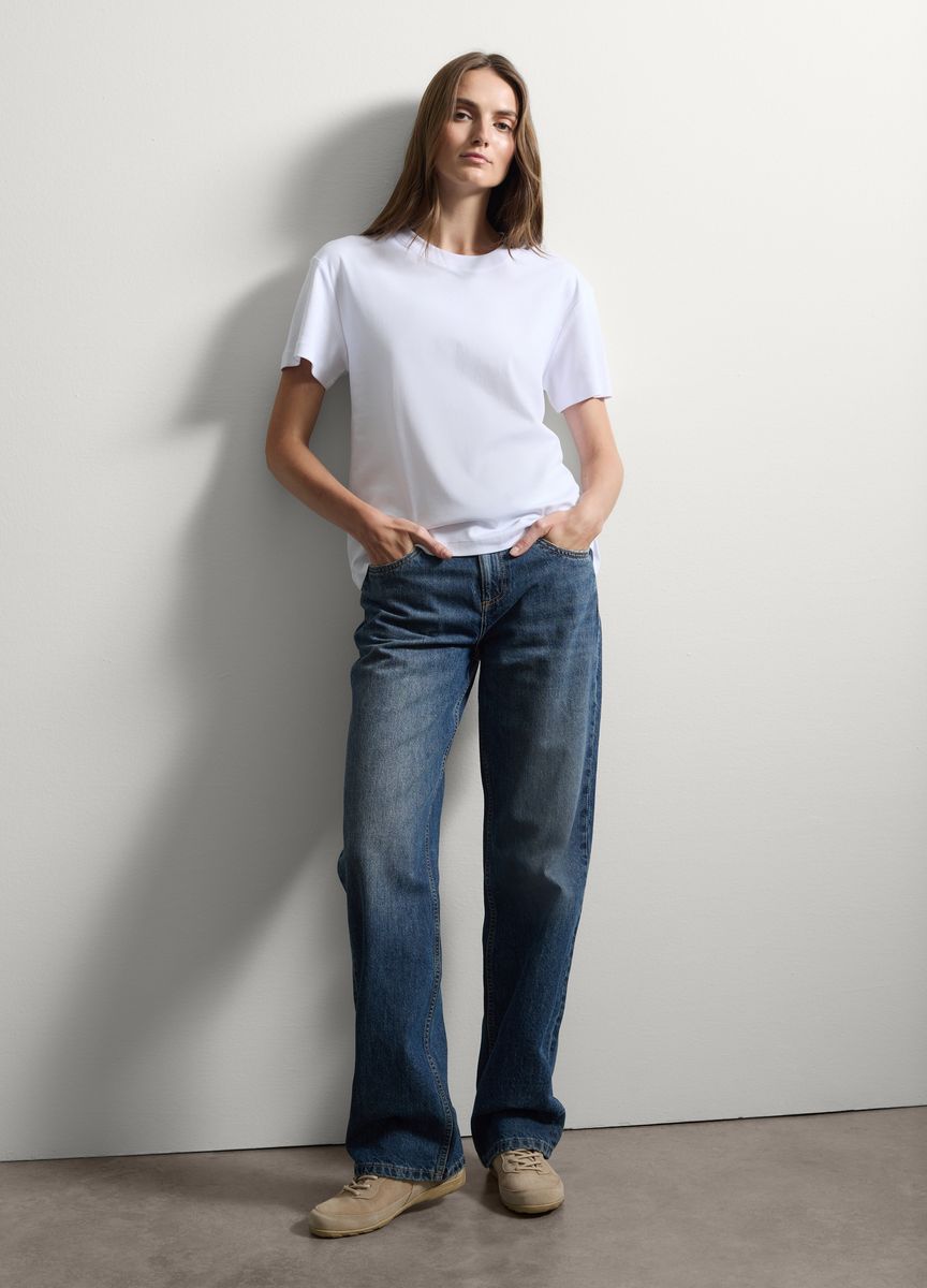 Essentielles Baumwoll-T-Shirt mit Rundhals